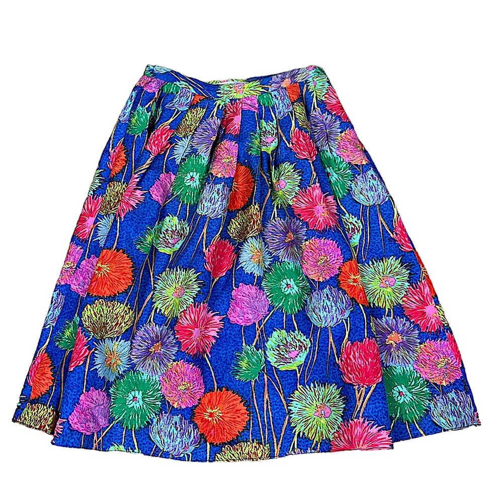 ANNE CRIMMINS: For UMI Collection Vintage 100% Silk Floral Skirt - Size 10
